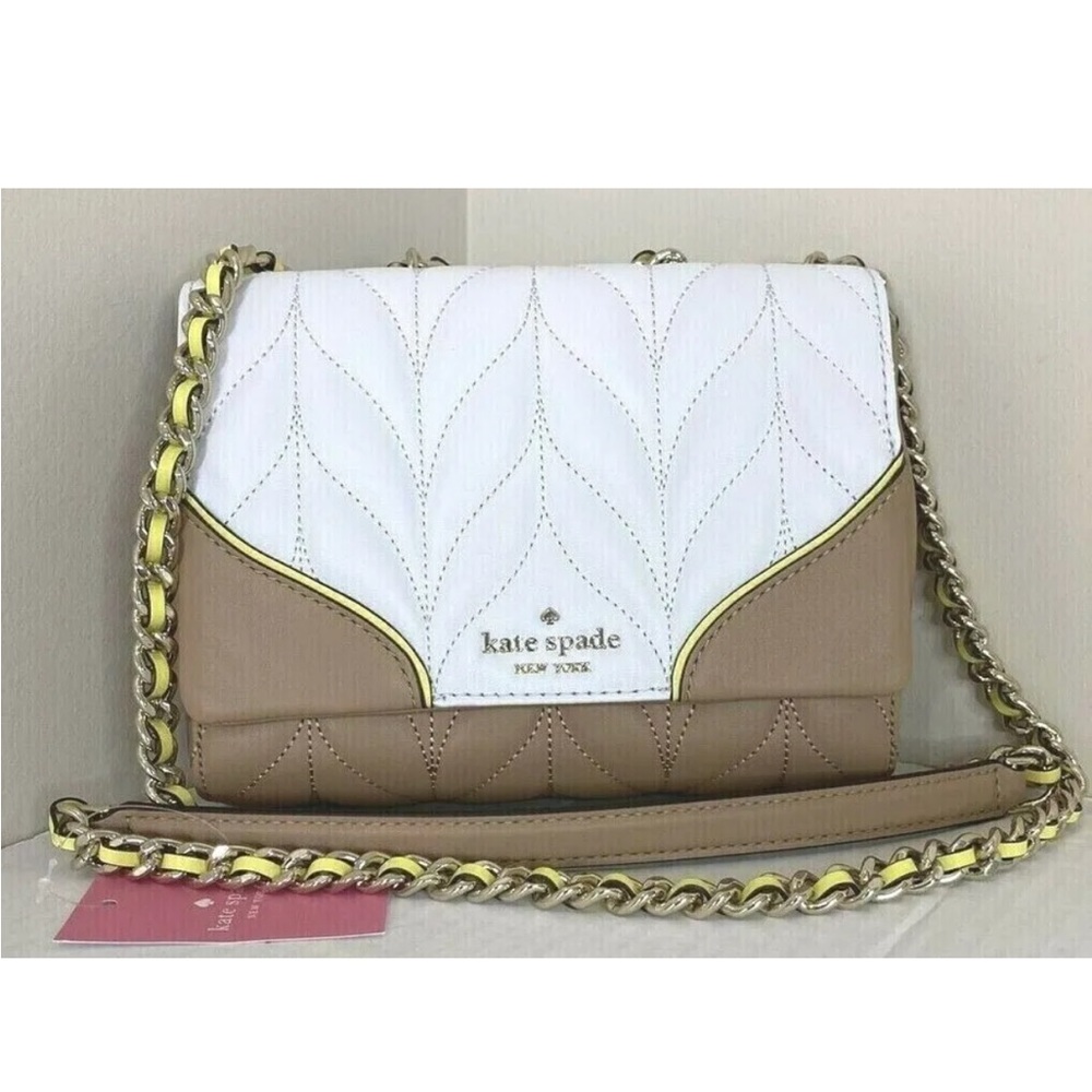 New Kate Spade Mini Emelyn Briar Lane Quilted Crossbody bag White Dove Multi